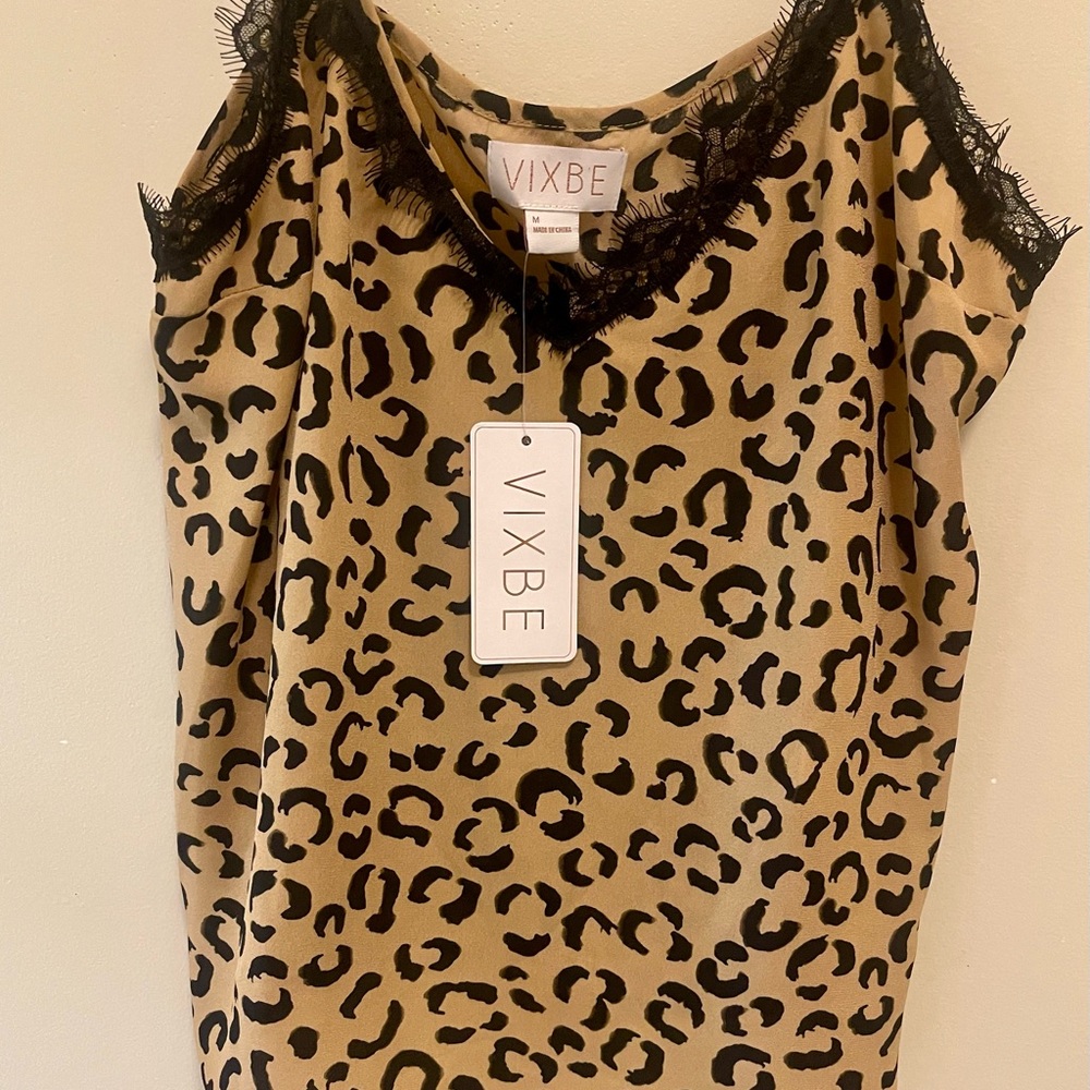 Leopard Sheer Medium Adjustable Strap Tank Top